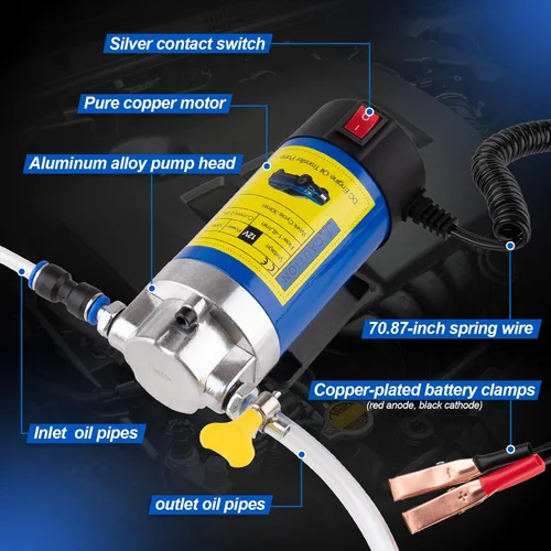Miniatura 2 de Bomba extractora de aceite de 12 V 100 W, extractor de aceite de motor para cambio de aceite, bomba eléctrica de transferencia de fluido, bomba