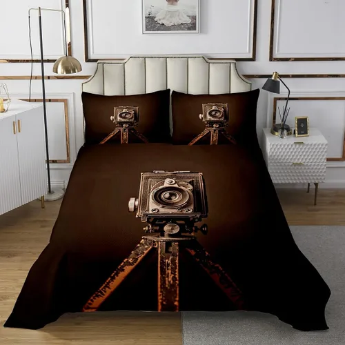 Miniatura 13 de Homewish Theater Cinema Poster Quilt Sets Twin Size,Retro Movie Bedspread Coverlet 2Pcs for Kids Girls Boys Room Decor,Popcorn Quilts Set Movie