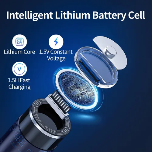 Miniatura 3 de Baterías AA recargables USB 1.5 V AA baterías recargables de litio, 3400 mWh, paquete de 12 baterías de litio AA con cable USB de 1500 ciclos