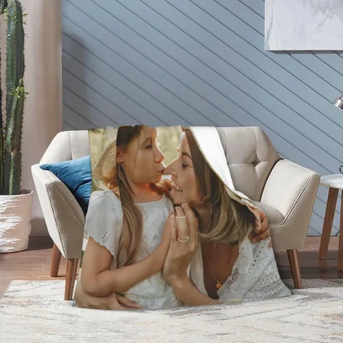 Miniatura 4 de Manta personalizada con fotos, manta mullida de felpa, cálida y antibolitas, manta suave de franela para sofá, cama, sofá, exteriores, cumpleaños