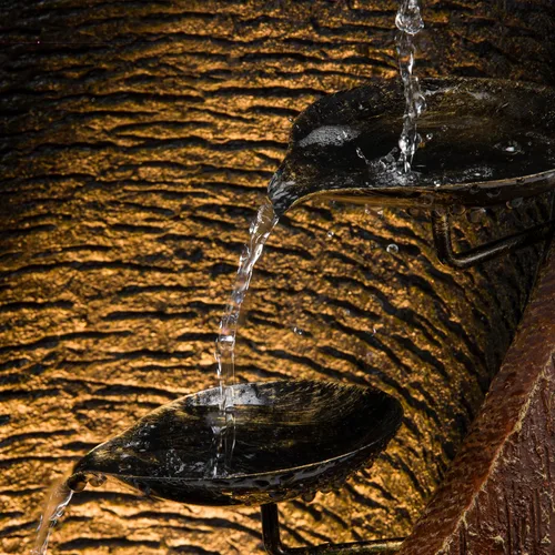 Miniatura 10 de Alpine Corporation Fuente de agua de metal de bronce escalonado contemporáneo de 43 pulgadas de alto con luces LED, elegante función de agua al aire