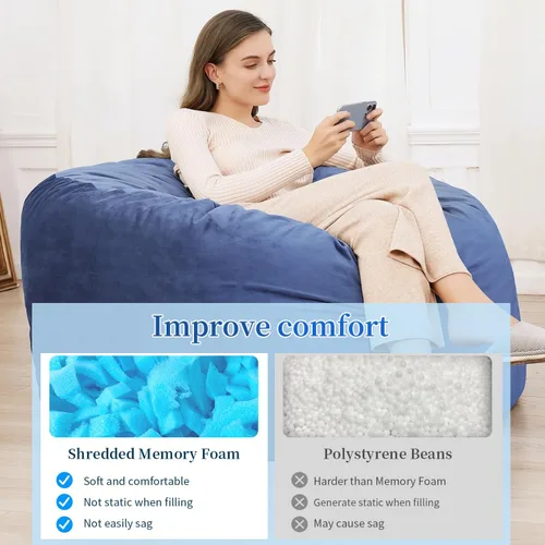 Miniatura 4 de Relleno para Puf, 4.5kg de Espuma Viscoelástica Triturada, Relleno Suave de Puf para Sofá, Cojín, Animales de Peluche, Cama de Perro, Artes y Azul