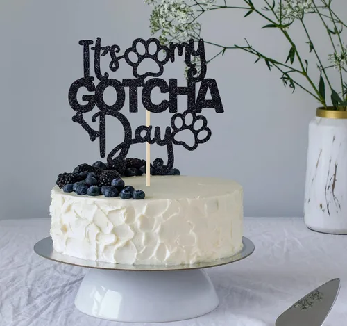 Miniatura 5 de It's My Gotcha Day - Decoración para tartas con purpurina negra, feliz día de Gotcha, decoración de fiesta del día de adopción de mascotas