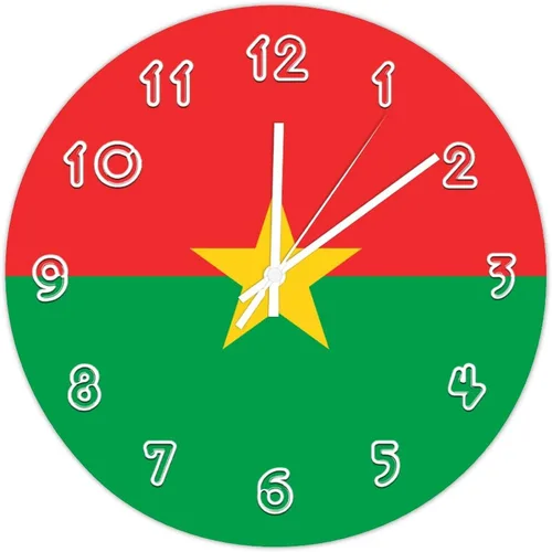 Miniatura 6 de Reloj de pared redondo de Etiopía con bandera de Etiopía, silencioso, sin tictac, relojes de pared para cocina, dormitorio, oficina, decoración
