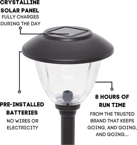 Miniatura 9 de Energizer Luces solares LED para camino, paquete de 8 luces solares [negras] para exteriores, IP65 impermeables con encendido/apagado automático