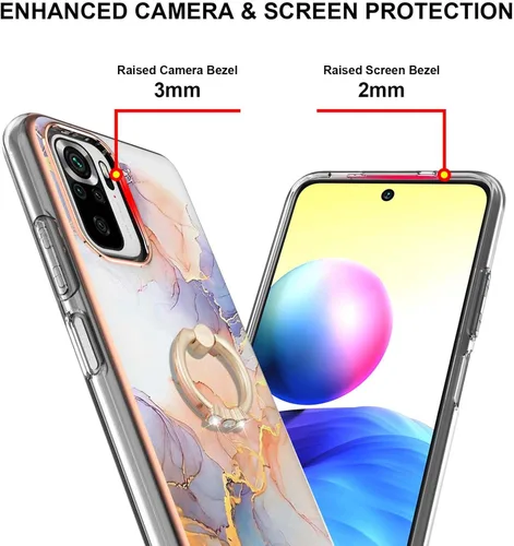 Miniatura 3 de XYX Case for Xiaomi Redmi Note 10 4G, Sparkling Marble TPU IMD Bumper Hybrid Protective Phone Cover with 360 Rotating Ring Kickstand,White Milky Way