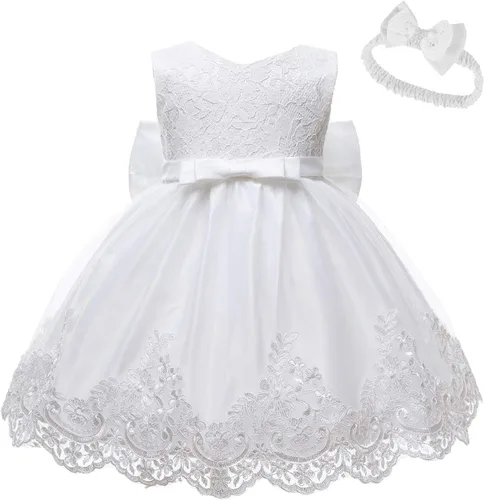 Miniatura 43 de Vestidos de encaje para concursos de niñas bebés de 0-2 años, vestido bordado para fiestas con diadema