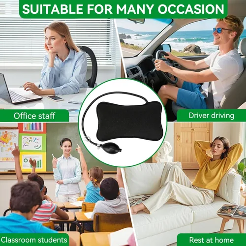 Miniatura 6 de Agatige 1 almohada inflable de apoyo lumbar, transpirable, firme, lavable, portátil, soporte lumbar con sistema de aire ajustable para hombres