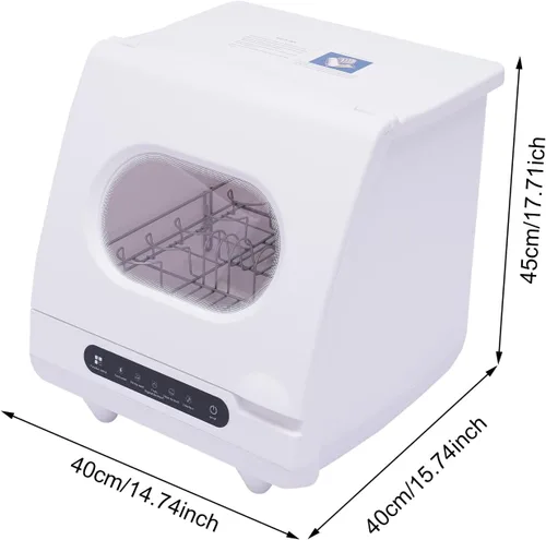 Miniatura 6 de Lavavajillas portátil para encimera, mini lavavajillas de 1.2 KW con 5 programas de lavado y cesta, rociador doble de 360°, capacidad para 2-6