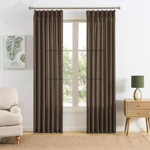 Miniatura 37 de RAIN CITY - Juego de 2 cortinas de 45 pulgadas de largo con plisado con pellizco, cortinas semitraslúcidas para dormitorio, cuarto de bebé