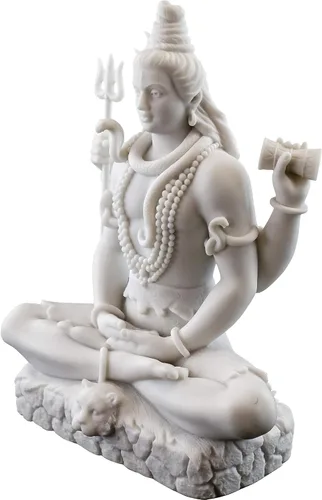 Miniatura 2 de Top Collection Estatua de Shiva en Padmasana Lotus Pose, Dios hindú de destruir el mal, la ignorancia y la escultura de la muerte, figura