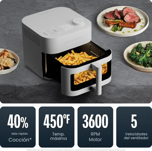 Miniatura 3 de Chefman Crispinator - Freidora de aire 6 en 1 con capacidad de 8 cuartos de galón, temperatura máxima de 450 °F con tecnología TurboFry Pro