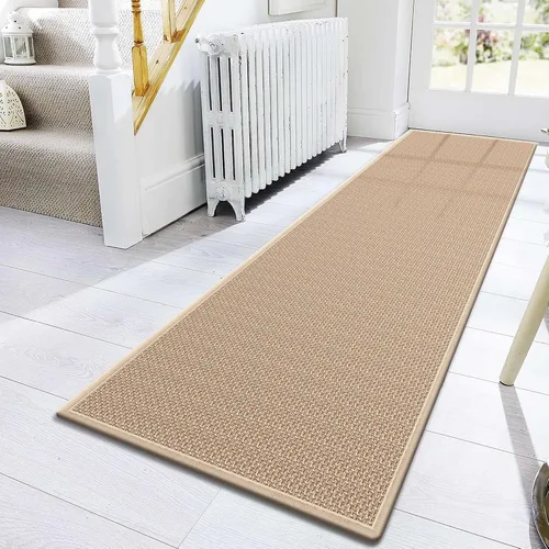 Miniatura 25 de GOYLSER Alfombras de yute de 15 pies para pasillo, alfombra de cocina, antideslizante, lavable, absorbente, alfombra de pasillo color beige