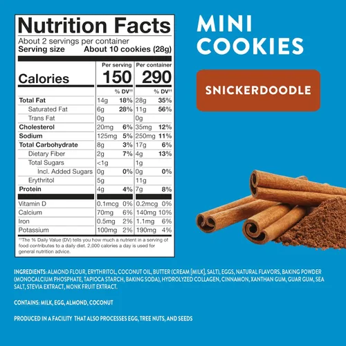 Miniatura 3 de HighKey Galletas sin azúcar, paquete de 2 variedades, paquete de aperitivos cetogénicos, cero carbohidratos, sin azúcar, galletas con chispas