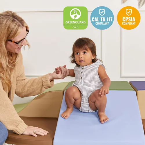 Miniatura 5 de ECR4Kids SoftZone Little Me Wall Climb and Slide - Juego para principiantes, Earthtone, 6 piezas Tono tierra