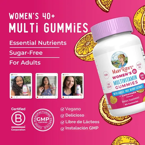 Miniatura 8 de MaryRuth's Multivitamínico para mujeres mayores de 40 años Sin azúcar Vitaminas veganas para mujer Apoyo inmunológico Multivitamínico diario