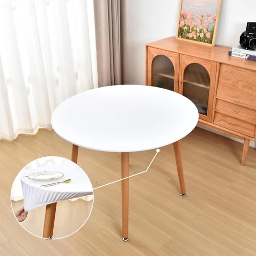 Miniatura 52 de Mantel ajustado blanco con elástico para mesas plegables de 48x48 pulgadas, manteles lavables y elásticos de elastano para mesas de cartas, manteles