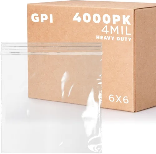 Miniatura 34 de GPI - Caja de 1000 bolsas de plástico transparente con cremallera de 3 x 3 pulgadas - Bolsas de polietileno resistentes a granel de 4 mil de grosor