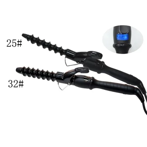 Miniatura 7 de YOMCI - Rizador de pelo en espiral de 1.260 in, rizador de pelo ceámico, rizador para pelo corto y largo, pantalla LCD, pinzas para rizar