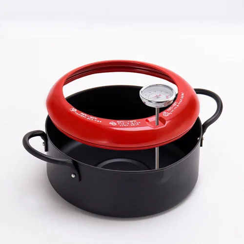 Miniatura 3 de Sartén con termómetro Tempura Freidora Pot, Mini sartén profunda con escurridor Mini Sartén profunda con sartén de aceite 8 pulgadas