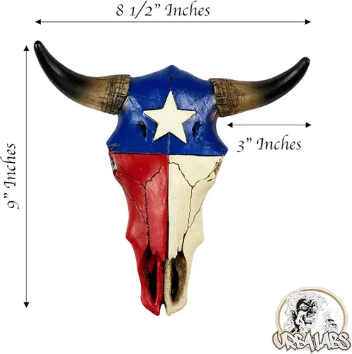 Miniatura 2 de Urbalabs - Escultura de pared de cuernos de calavera de cuerno largo de Texas, animales de taxidermia sintética, decoración de pared occidental