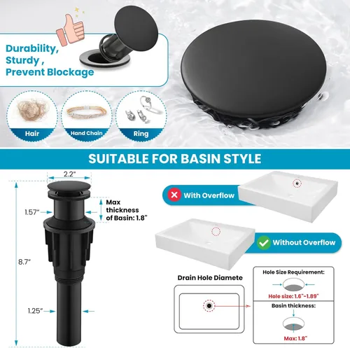 Miniatura 4 de gotonovo Grifo de Baño Alto Tipo Cascada de Una Sola Manija Grifos de Baño para Lavabo de 1 Orificio Grifo de Lavabo Vessel de Acero Inoxidable