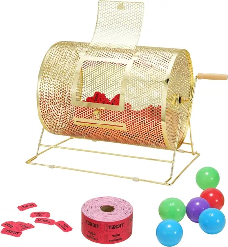 Miniatura 11 de VEVOR Girador de Boletos de Rifa – Tambor de Rifa de 12 x 8 Pulgadas para Sorteo Giratorio de Lotería, Caja Enrolladora de Boletos de Rifa Chapada