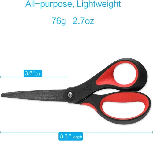 Miniatura 2 de LIVINGO Tijeras de alta calidad de 8 pulgadas para oficina, tijeras multiusos antiadherentes de titanio para manualidades, cuchillas afiladas