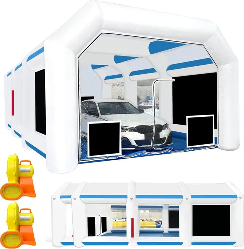 Miniatura 7 de Cabina de pintura inflable de 21.5 x 13 x 9 pies con sopladores de 950 W+450 W para piezas de automóviles y pintura de muebles, cabina de pintura
