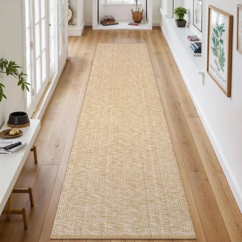 Miniatura 13 de LEEVAN - Alfombras lavables para cocina de 3 x 5 pies, alfombra de color crema para dormitorio, alfombra de algodón tejida para entrada, alfombra