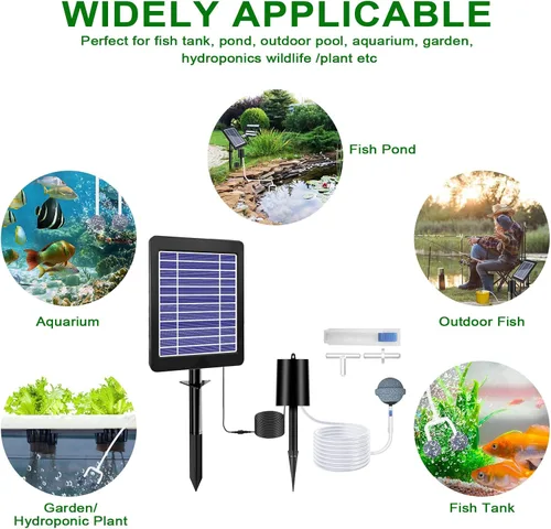 Miniatura 2 de Aireador solar de estanque con bomba de aire, 3 modos (18H/36H/72H) Aireador solar para estanques al aire libre, bomba de aire solar de 4 W y 2200