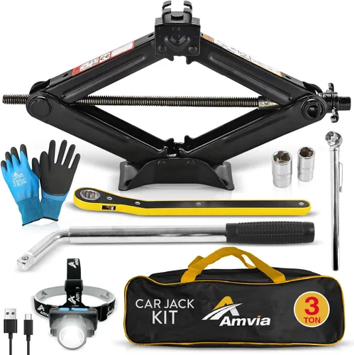 Miniatura 10 de Kit de gato de automóvil Gato de tijera para automóvil de 2 toneladas (4,400 libras) - Kit de herramientas para gato de neumáticos Portátil
