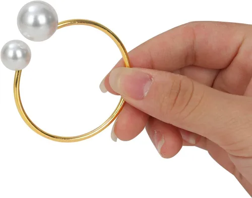 Miniatura 7 de KPOSIYA Servilleteros de perlas – Juego de 12 servilleteros dorados para servilleteros de mesa para mesa de comedor, suministros de Navidad, boda