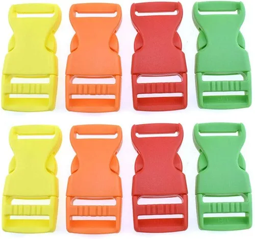 Miniatura 9 de Hebilla de liberación lateral rápida plana de 1 pulgada de ancho paquete de 8 unidades de un lado ajustable, 1 pulgada Multicolor2-8p