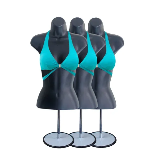 Miniatura 28 de DisplayTown - Maniquí femenino con torso y soporte de metal, parte trasera hueca, cuerpo apilable, forma para exhibir camisetas, mostrador