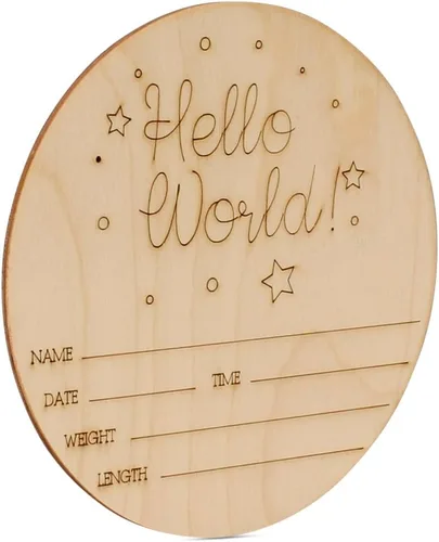 Miniatura 2 de Cartel de bienvenida al recién nacido de 5-1/2 pulgadas, letrero de anuncio de nacimiento para hospital, letreros de madera con nombre de bebé