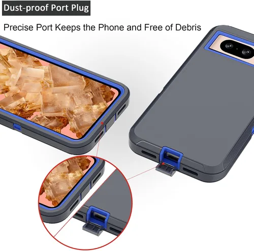 Miniatura 4 de Funda compatible con Google Pixel 8, con clip para cinturón, resistente, a prueba de golpes, protección de cuerpo completo, con función atril