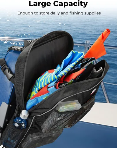Miniatura 3 de KEMIMOTO Bolsa de almacenamiento para barco, mochila para asiento de barco, organizador de almacenamiento de barco con bolsillos de malla, bolsa