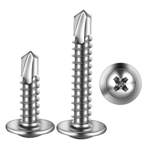 Miniatura 10 de 100 PCS tornillos autoperforantes de acero inoxidable 410 con cruceta negra #8x1, cabeza truss modificada para lámina metálica, alta resistencia