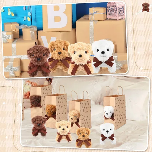 Miniatura 5 de HyDren Juego de 96 piezas de juguetes de peluche pequeños para perros de 4.7 pulgadas, bolsas de papel de peluche pequeños, tarjetas de adopción
