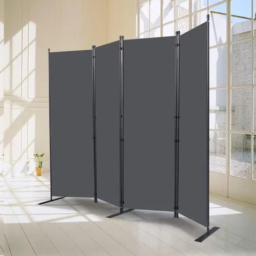 Miniatura 7 de CHOSENM Divisor de pared, 4 paneles divisores de habitación y pantallas de privacidad plegables con pies de soporte más anchos, pantalla de Gris