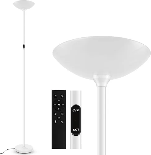 Miniatura 10 de BoostArea Lámpara de pie, LED de 20 W/2000 lúmenes, lámpara de pie torchiere brillante con lámpara de lectura ajustable de 5 W, lámpara de pie