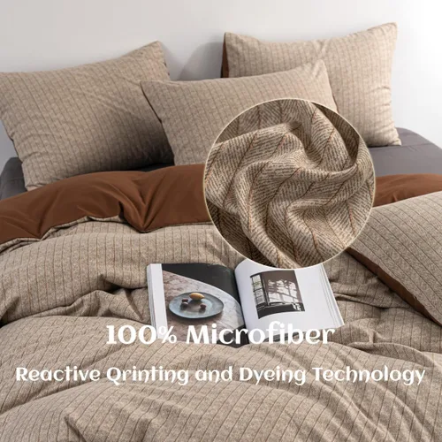 Miniatura 4 de INFLAG Funda de edredón tamaño individual, juego de ropa de cama a rayas de 3 piezas, 100% microfibra de lujo, suave, 1 funda de edredón de 66 x 90