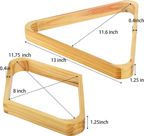Miniatura 2 de TOPZEA Paquete de 2 estantes de madera para bolas de billar, juego de estantes triangulares de madera maciza de 8 bolas de diamantes de 9 bolas