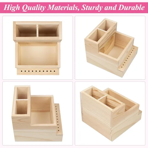 Miniatura 4 de Soporte para brocas de uñas, 10 agujeros de madera, caja de almacenamiento de exhibición, organizador de brocas para uso doméstico o salón de uñas
