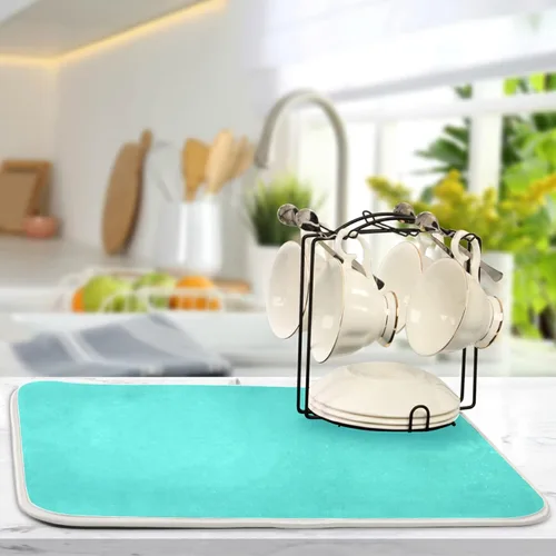 Miniatura 84 de Tapete rojo para secar platos pequeños, accesorios de cocina, tapete escurridor de platos de microfibra, resistente al calor, 16 x 18 pulgadas