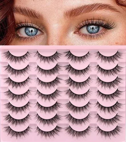 Miniatura 22 de Pestañas Postizas de Aspecto Natural Pestañas de Visón Sintético Wispy Pestañas de Ojo de Zorro que Parecen Extensiones Pestañas de Visón 3D