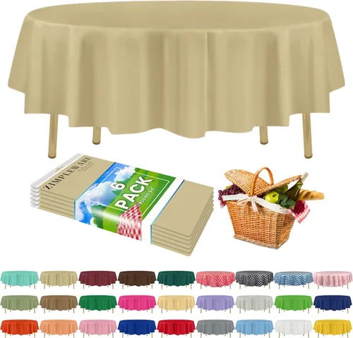 Miniatura 104 de Zimpleware - Mantel redondo de plástico para fiestas de 213 cm (84 pulgadas) de diámetro (paquete de 1, 6 y 12 unidades)