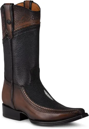 Miniatura 2 de Cuadra Bota vaquera para hombre en cuero genuino Stingray Negro