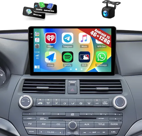 Miniatura 10 de Estéreo de coche 4GB+64GB para Honda Accord 8th 2008-2013 con Carplay inalámbrico Android Auto, Android 13 10.1 'HD pantalla táctil Bluetooth-5.0